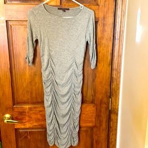 Size S- gray, scrunched mid length dress.